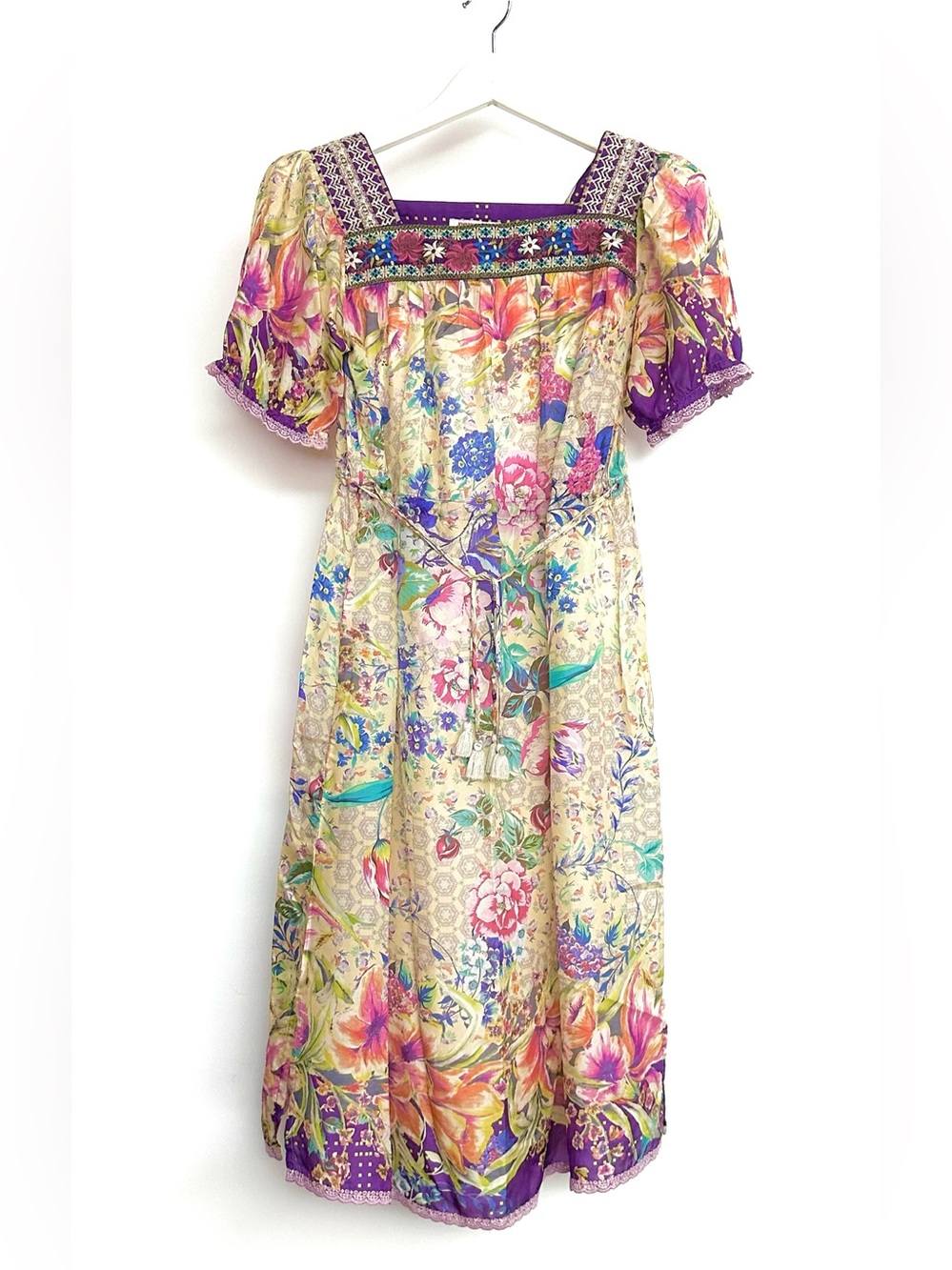 SILK✨Johnny Was Floral Midi Dress